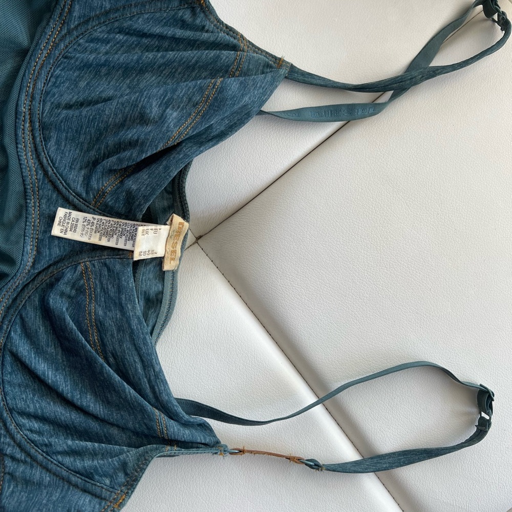 Diesel denim colored mesh camisole